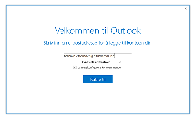 Slik Setter Du Opp E Post Fra Altibox I Microsoft Outlook